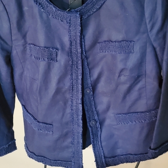 Talbots Linen Blend Dark Navy Sz. 6 Jacket - Picture 3 of 11